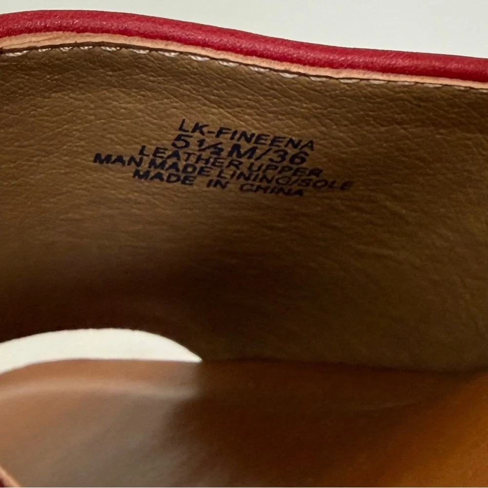 Lucky Brand Red Leather Studded Clog Slide Sandals Womens 5.5 / EU 36 Wood Heel - Picture 8 of 8